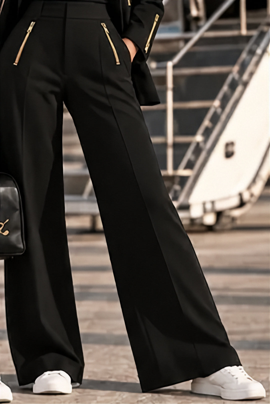 The Travel Pant — Nero · fronte