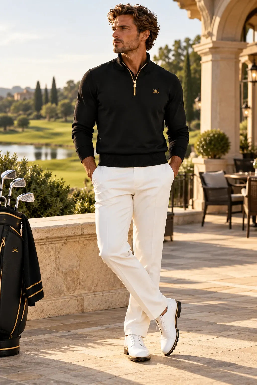 Merino Zip Knit — Nero · indossato