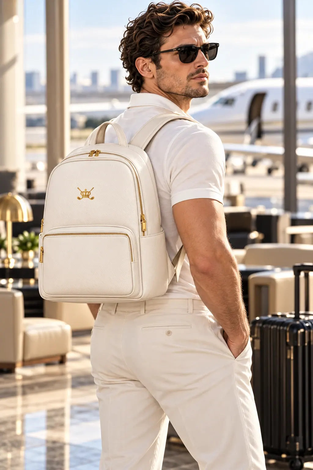 The Luxury Backpack — Bianco · indossato