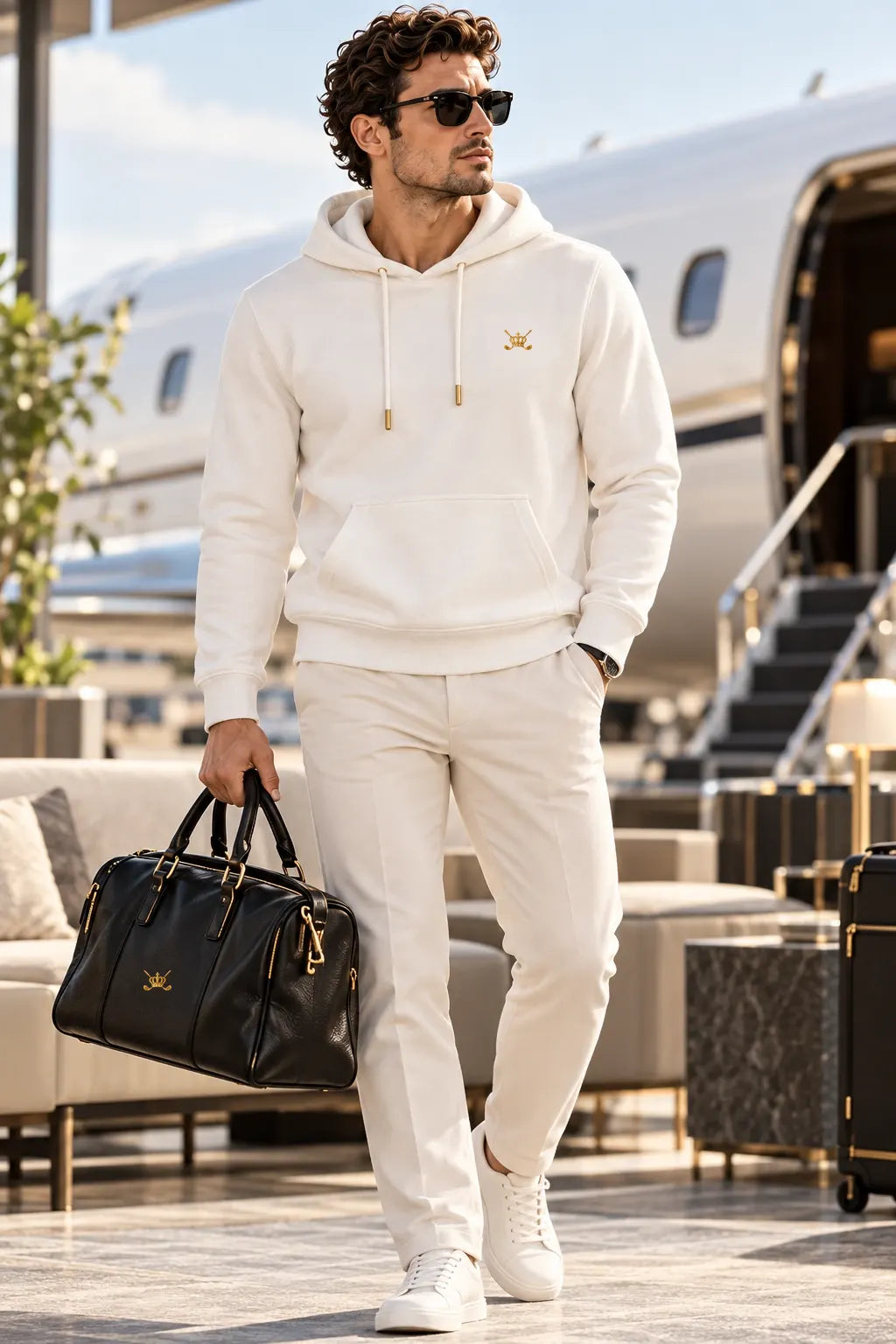 The Merino Hoodie — Bianco · indossato