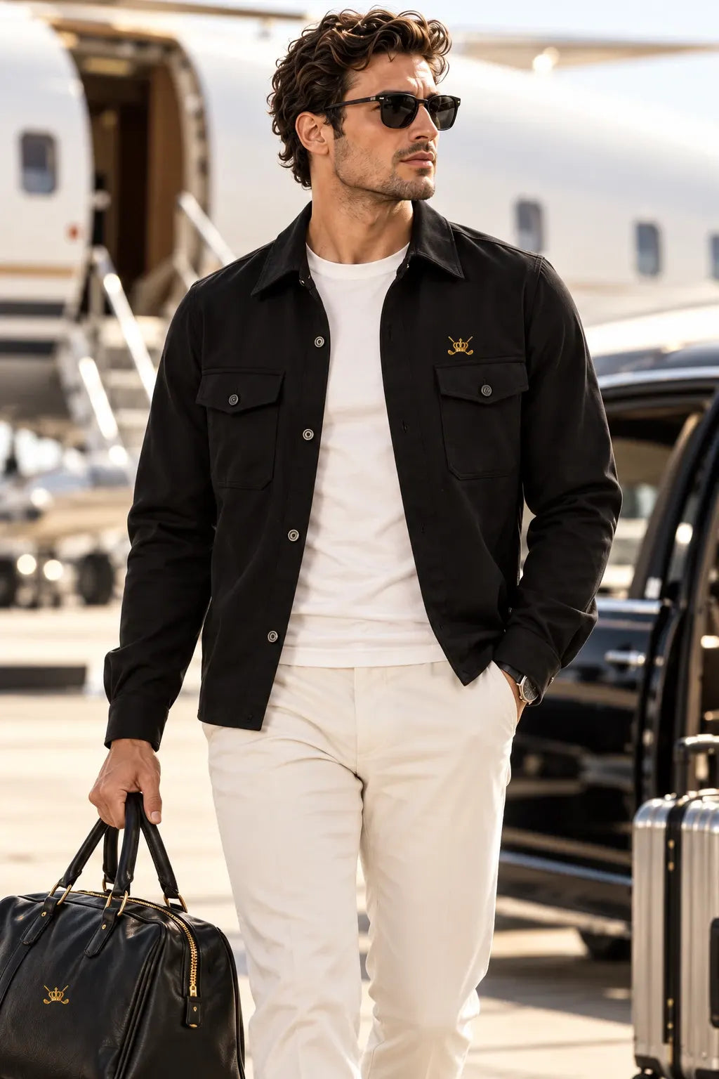 Motion Sculpt Overshirt — Nero · indossato